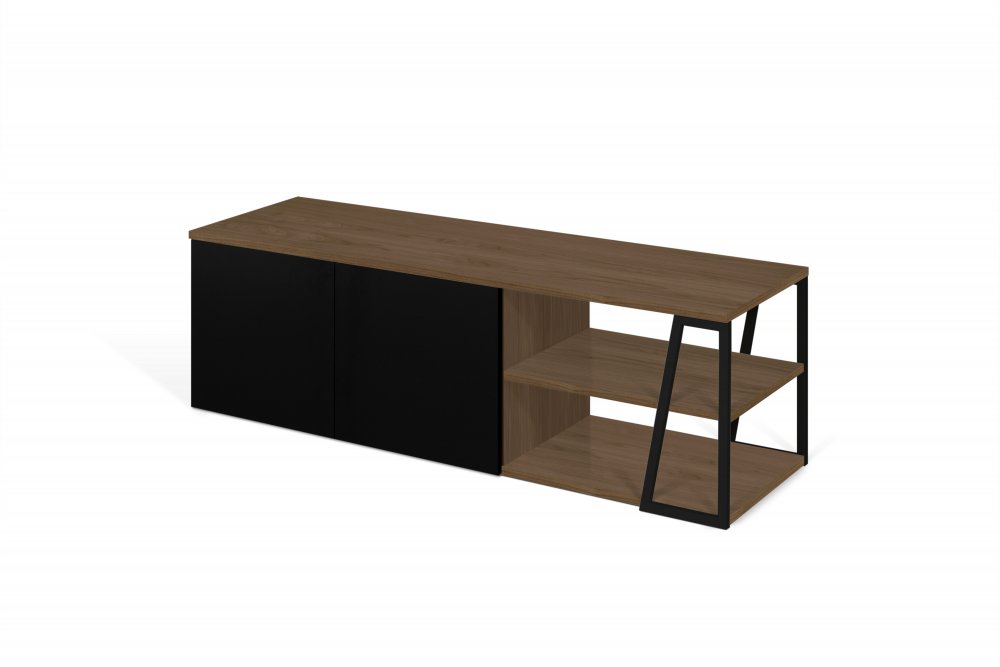 Meuble TV design ALBI en bois noyer/noir